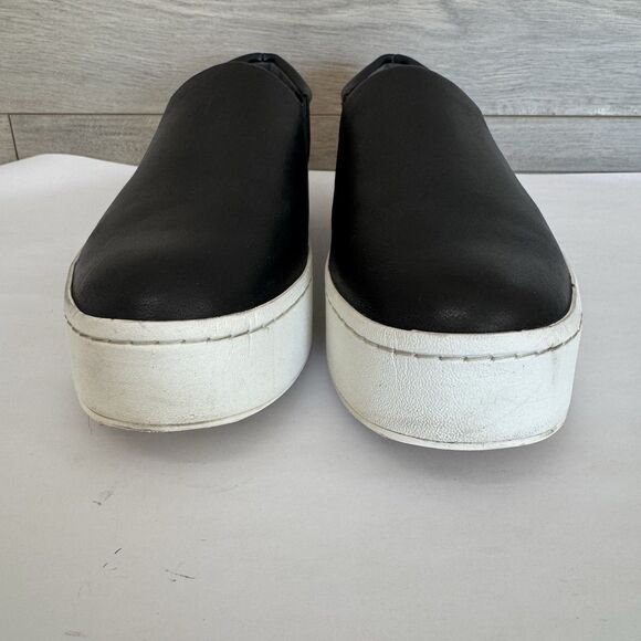Vince Warren Black Leather Slip On Sneaker Women EU 39 US 8.5 White Platform - Picture 10 of 16